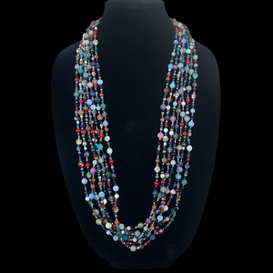 Semi-Precious multi color Agate and Hematite 36” Beaded Necklaces | NWT
